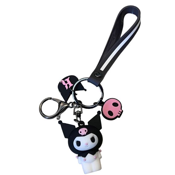 NEW Hello Kitty Villain KUROMI WRISTBAND KEYCHAIN Key Clip Purse Fob Bag Charms - Picture 1 of 8